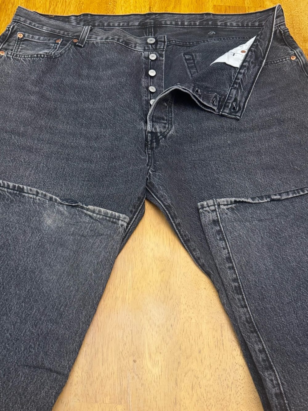 Levi's 501 Original Fit Jeans Men's W44 L32 Washed Black Charcoal Denim 2022